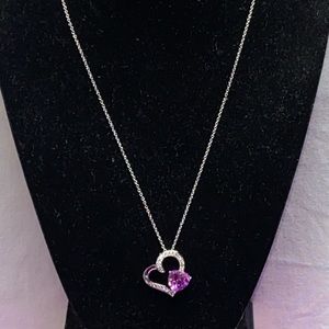 a beautiful sterling silver, 2.05 ct Pink Topaz heart necklace
